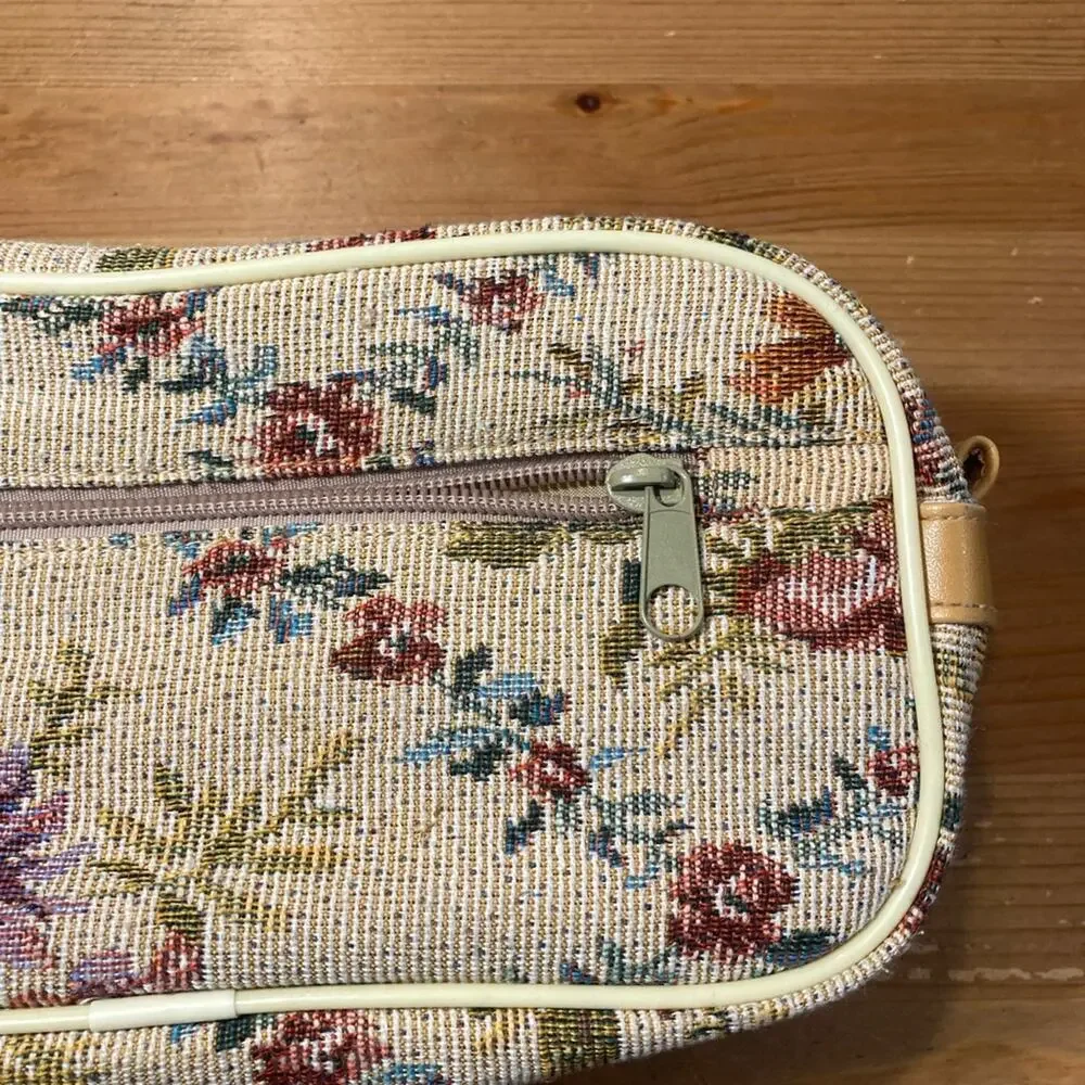 Vintage floral tapestry cosmetic or toiletry bag cottagecore grandmacore quaint
